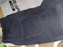 彈力男士牛仔褲男裝修身小腳哈倫休閑長(cháng)褲耐磨干活工作勞保男褲子 藍灰色 3XL 曬單實(shí)拍圖