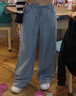 UR2025秋季新款女裝拼接蕾絲花邊抽繩牛仔長(cháng)褲UYL850166 曬單實(shí)拍圖