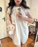 詩(shī)丹蕊初戀娃娃領(lǐng)小白裙女2026春夏新款甜美可愛(ài)減齡寬松a字短袖連衣裙 白色 均碼 【可備注碼數】 曬單實(shí)拍圖