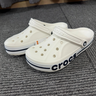 卡駱馳（CROCS）洞洞鞋貝雅卡駱班輕便耐磨一腳蹬休閑鞋|205089 白/深藍-126 37 /38(230mm) 曬單實(shí)拍圖