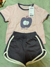 迷你巴拉短袖套裝男女童寶寶純棉印花運動(dòng)兩件套寬松春夏童裝 鐵灰色 90 曬單實(shí)拍圖
