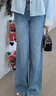 森馬（Semir）牛仔褲女春含萊賽爾闊腿褲2026港風(fēng)遮肉顯腿長(cháng)拖地褲109926124001 曬單實(shí)拍圖