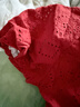 茵曼（INMAN）度假風(fēng)紅色純棉鏤空刺繡連衣裙2025夏季女裝新品寬松A字裙 朱紅色 M 曬單實(shí)拍圖