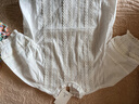 FivePlus復古通勤襯衫女花邊領(lǐng)微泡泡袖上衣純棉2025新款女春裝 白色 S 曬單實(shí)拍圖