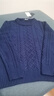 富鋌100%純棉男士毛衣春季男中年圓領(lǐng)加厚立體麻花粗針保暖針織衫男 曬單實(shí)拍圖