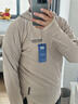 OMG 【輕暖衣】加厚磨毛運動(dòng)保暖內衣健身服長(cháng)袖連帽秋冬季高彈力 卡其色 M 曬單實(shí)拍圖