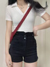 妃衣度（FYDOUL）黑色高腰牛仔短褲女夏季薄款大碼胖mm顯瘦遮肚小個(gè)子a字闊腿熱褲 黑色 S 曬單實(shí)拍圖