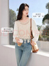 香影假兩件拼接鏤空針織衫女2026春季新款流蘇鉤花淑女風(fēng)圓領(lǐng)上衣 米色 S 曬單實(shí)拍圖