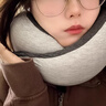OSTRICHPILLOW西班牙鴕鳥(niǎo)枕旅行記憶棉U型旅行護頸飛機午休睡眠隨枕頭節日禮物 鴕鳥(niǎo)枕黑灰色[送眼罩綁帶耳塞] 曬單實(shí)拍圖
