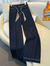 丹寧藍闊腿牛仔褲女春季2026新款今年流行的高腰窄版女士直筒褲子 【加絨】丹寧藍-九分褲 【贈腰帶】 2XL 30/建議126-135斤 曬單實(shí)拍圖