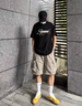STA高街復古新款印花男士短袖t恤美式休閑潮流oversize重磅半袖體恤 黑色 M 曬單實(shí)拍圖
