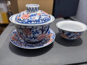 兮元記文創(chuàng  )青花蓋碗功夫茶具套裝送男士爸爸長(cháng)輩生日禮物退休離職伴手禮 青花釉里紅蓋碗1碗2杯-禮盒裝 曬單實(shí)拍圖
