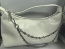 百麗女包褶皺油蠟皮斜挎鏈條包送禮復古摩登斜挎腋下包BA868CX5 白色 曬單實(shí)拍圖