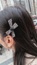 AJIDOU阿吉豆蝴蝶結發(fā)夾邊夾女款側夾發(fā)飾高級感飾品頭飾鴨嘴夾水鉆抓夾 灰色 INS風(fēng)蝴蝶結水鉆邊夾 1件套 曬單實(shí)拍圖