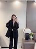 伊婭莎休閑西裝外套女春時(shí)尚職業(yè)西服套裝氣質(zhì)女神范寬松面試正裝工作服 (紐扣常規款)單件黑色西裝 L 建議105-120斤 曬單實(shí)拍圖