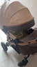 安貝尼 嬰兒推車(chē)可坐可躺雙向推行小孩手推車(chē)四輪減震可折疊BB車(chē) 至尊版-卡其色四輪橡膠+四輪減震 曬單實(shí)拍圖