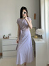 尚靜綁帶收腰顯瘦短袖連衣裙女2026夏季新款棉質(zhì)法式氣質(zhì)優(yōu)雅長(cháng)裙女 風(fēng)信紫 M 曬單實(shí)拍圖