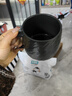品喻（PINYU）石紋情侶馬克杯個(gè)性陶瓷大容量辦公室家用簡(jiǎn)約生日禮物500ml黑色 曬單實(shí)拍圖