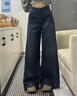 樂(lè )卡利闊腿牛仔褲女高腰直筒褲復古長(cháng)褲春秋大碼胖mm高個(gè)子寬松拖地褲子 闊腿牛仔褲【復古藍 S碼】 曬單實(shí)拍圖