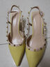ZHR高跟鞋女夏新款尖頭鉚釘淺口單鞋女性感優(yōu)雅細低跟涼鞋IE22黃色36 曬單實(shí)拍圖