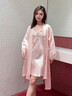 法奈蜜真絲睡袍女睡衣性感春夏吊帶睡裙兩件套100%桑蠶絲新娘晨袍浴袍 櫻花粉 M 曬單實(shí)拍圖