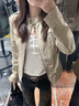 AAISUP美式立領(lǐng)做舊正肩外套女2026年新款春秋設計感休閑百搭夾克上衣潮 卡其色 L 曬單實(shí)拍圖