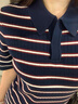 Tommy Hilfiger26春夏新款女裝氣質(zhì)休閑條紋肌理V字領(lǐng)顯瘦POLO針織連衣裙 藏青紅白條紋0A4 M 曬單實(shí)拍圖