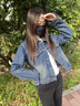 親素（KINNSU）春季新款休閑牛仔外套女春秋款寬松韓版復古港風(fēng)短款小個(gè)子上衣女 牛仔藍 S 【80-95斤】 曬單實(shí)拍圖