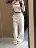 衣然呈品休閑褲女春季新款美式高街潮牌寬松字母刺繡波點(diǎn)運動(dòng)闊腿長(cháng)褲子女 白色 M 【建議90-105斤】 曬單實(shí)拍圖