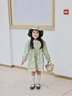 幼歌（YOUGE）女童柔軟全棉長(cháng)袖連衣裙兒童2026春季新款森系印花裙子 綠色 110 cm 曬單實(shí)拍圖