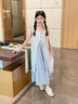 G.duck小黃鴨女童連衣裙夏季新款兒童裙子海邊度假沙灘裙女孩吊帶公主裙 裙子+罩衫 120 120碼建議110-120cm6-7歲 曬單實(shí)拍圖