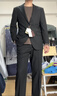 CULTUM【可機洗免熨燙】通勤商務(wù)西服套裝男職業(yè)正裝禮服西裝外套 純黑色兩件套 52 A 曬單實(shí)拍圖