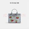 蔻馳（COACH）新款女士櫻桃刺繡CARGO 20號托特包手提包斜挎包女包 混色丹寧色 曬單實(shí)拍圖