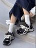 啄木鳥(niǎo)厚底增高黑色老爹鞋女款2026新款春夏鞋子百搭爆款休閑運動(dòng)阿甘鞋 黑色 37 (235mm) 曬單實(shí)拍圖