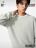 優(yōu)衣庫男裝女裝可機洗3D圓領(lǐng)針織衫/長(cháng)袖毛衣毛衫482321 02 淺灰色 L 曬單實(shí)拍圖