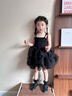班喜迪女童夏裝連衣裙洋氣兒童公主裙子周歲寶寶禮服夏季小童吊帶蓬蓬裙 黑色 90 曬單實(shí)拍圖