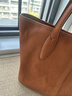 裘真植鞣羊皮漫漫托特包女大容量通勤包真皮休閑單肩包新款 大象灰 曬單實(shí)拍圖