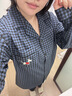 馬克公主情侶睡衣女春秋季純棉復古格子長(cháng)袖小狗套裝秋冬家居服男 J165-情侶女款 L 曬單實(shí)拍圖