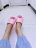 樸西EVA女士涼拖鞋增高加厚居家軟底洗澡防滑情侶可外穿百搭室內拖鞋 櫻花粉 穿上仙氣飄飄 37-38 曬單實(shí)拍圖