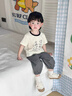 班喜迪男童套裝夏裝2026新款時(shí)髦洋氣寶寶短袖T恤兒童褲子夏季衣服童裝 米色 100 曬單實(shí)拍圖