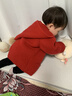 OAK FAMILY【新品】毛衣開(kāi)衫綿羊毛針織衫外套寶寶女孩連帽上衣 紅色 90 曬單實(shí)拍圖