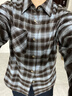 gxgjeans男裝25春新品雙色格子長(cháng)袖襯衫慵懶襯衫外套#J25D031002 藍咖格 M 曬單實(shí)拍圖