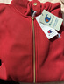 Champion冠軍男女兒童紅色連帽拉鏈衛衣25秋新款休閑刺繡標厚絨外套上衣 曬單實(shí)拍圖