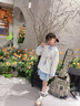 G.duck小黃鴨女童春秋套裝2026新款中大兒童衣服女孩假兩件衛衣牛仔褲 灰色衛衣 120 建議110-120cm6-7歲 曬單實(shí)拍圖