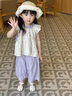 G.duck小黃鴨童裝女童夏裝套裝2026新款兒童衣服女碎花背心闊腿褲兩件套 淺紫色 100 （建議身高90cm 3-4歲）cm 曬單實(shí)拍圖