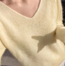 香影【綿羊毛+山羊絨】黃色v領(lǐng)毛衣女2025冬季新款慵懶風(fēng)針織上衣 黃色 M 160/84A/95-110斤 曬單實(shí)拍圖