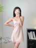 Eresg輕奢品牌真絲睡裙女性感吊帶睡裙睡袍睡衣女春夏秋季絲綢家居服 杏色套裝【睡裙+外袍】 M 【80-105斤】 曬單實(shí)拍圖