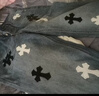 克羅心（chrome heart）合集美式高街十字架刺繡直筒牛仔褲貼皮寬松水洗男女同款長(cháng)褲 776黑白貼皮十字架（實(shí)拍圖） XL 建議125-140 曬單實(shí)拍圖