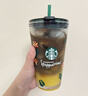 星巴克自然綠葉玻璃水杯咖啡杯男女適用送禮高顏值雙飲口墨綠色節日禮 450ml 曬單實(shí)拍圖