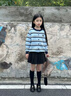 moonkids童裝女童超好看褲子套裝2026春裝兒童毛衣牛仔褲洋氣韓版兩件套 10383藍色條紋針織衫 120 cm 曬單實(shí)拍圖